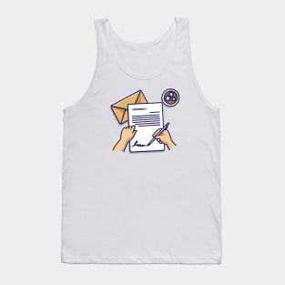 Hand Writng Letter With Envelope Cartoon Tank Top